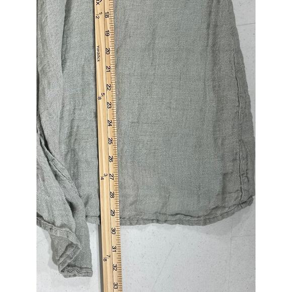 Flax Gray Cardigan Size Medium Linen Gauze Open Front Lightweight Open Front - Picture 6 of 7